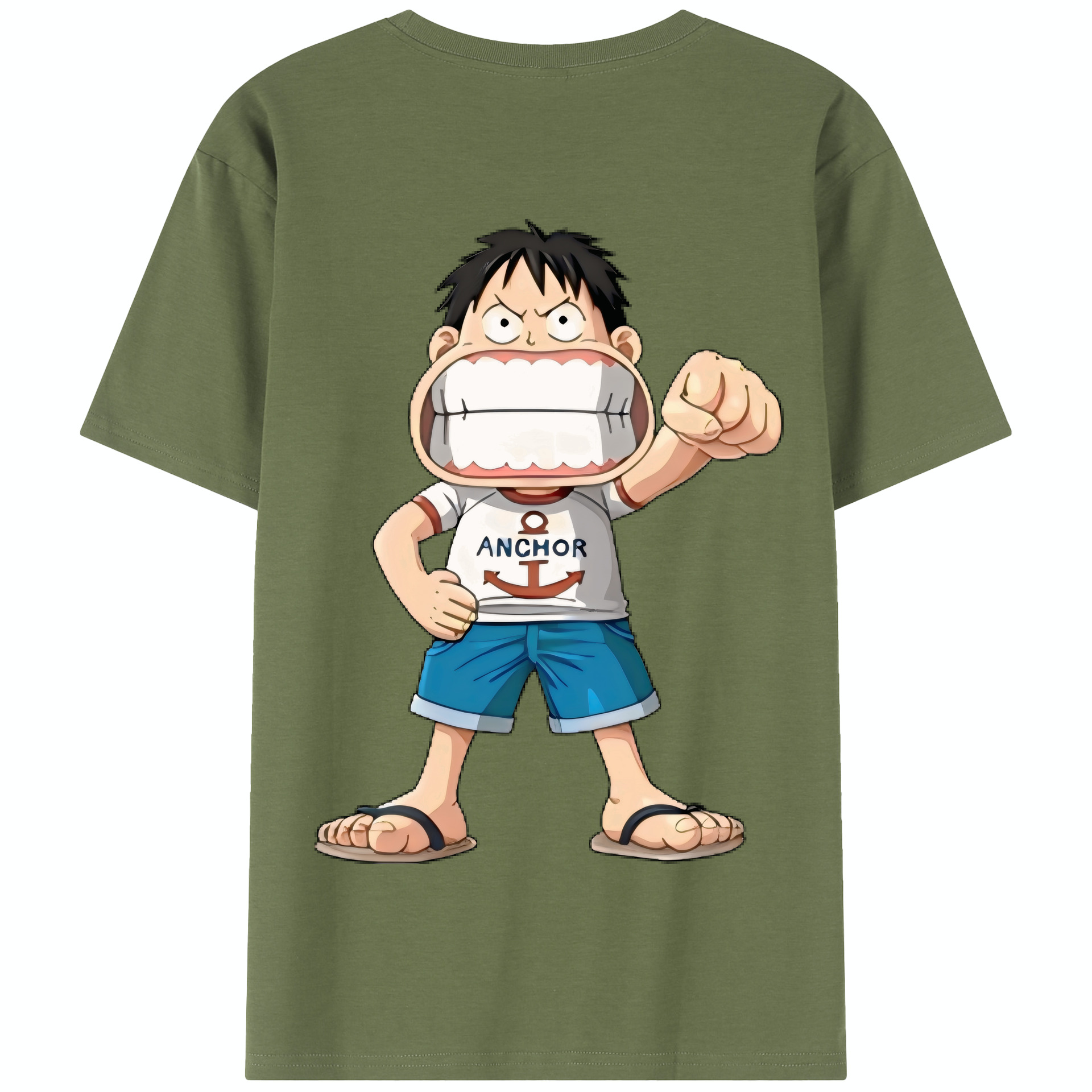 ワンピース モンキー・D・ルフィ ONE PIECE Monkey D. Luffy 綿100％半袖Tシャツ（背面プリント）